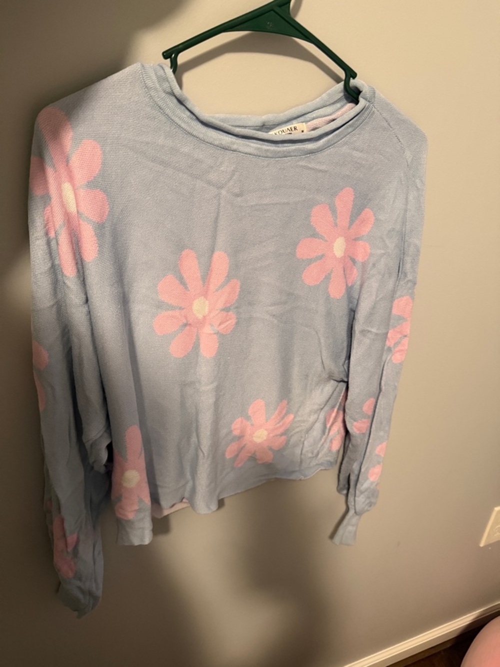 Unknown Brand Light Blue Floral Crewneck Sweater